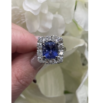 Rare Vintage AGL 8.65CTW Unheated Color-Shift Ceylon Sapphire AND Diamond 18KWG Ring