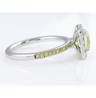GIA 1.55ct Estate Vintage Fancy Yellow Radiant Diamond Engagement Wedding Ring Platinum