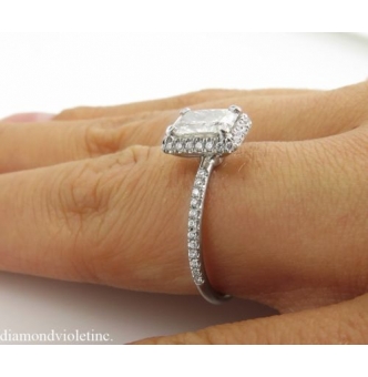 1.49ct Estate Vintage Radiant Diamond Engagement Wedding Ring Platinum EGL USA