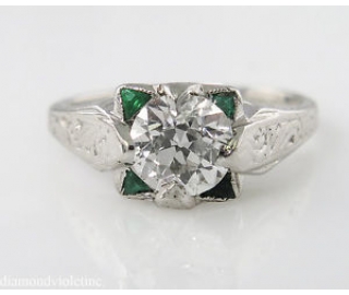 1.34ct Antique Vintage Solitaire Old Euro Diamond Engagement Wedding 14k White Gold Ring EGL USA