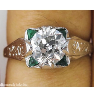 1.34ct Antique Vintage Solitaire Old Euro Diamond Engagement Wedding 14k White Gold Ring EGL USA