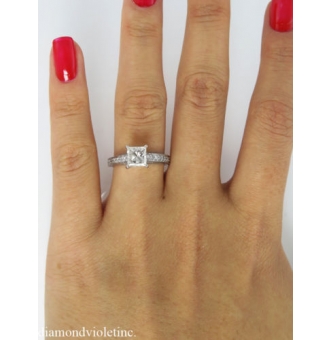 1.59ct Estate Vintage Princess Diamond Engagement Wedding 18k White Gold Ring EGL USA