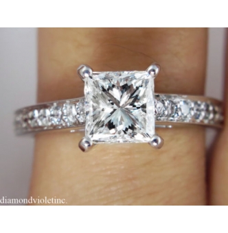 1.59ct Estate Vintage Princess Diamond Engagement Wedding 18k White Gold Ring EGL USA