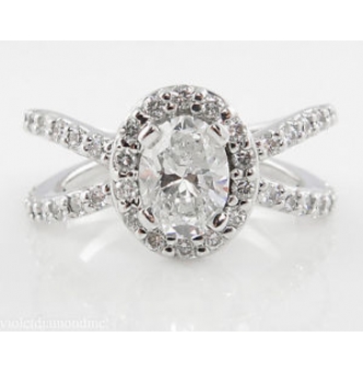 RESERVED... 1.55ct Estate Vintage Oval Diamond Engagement Wedding 14k White Gold Ring EGL USA