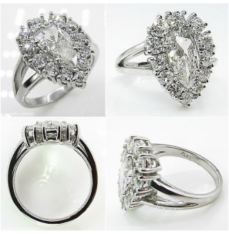 RESERVED... 2.13ct Estate Vintage Pear Diamond Cluster Engagement Wedding Platinum Ring EGL USA