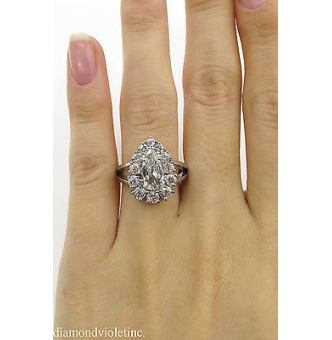 RESERVED... 2.13ct Estate Vintage Pear Diamond Cluster Engagement Wedding Platinum Ring EGL USA