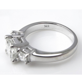 RESERVED GIA 1.60ct Estate Vintage Princess Diamond Three Stone Engagement Wedding 14k White Gold Ring
