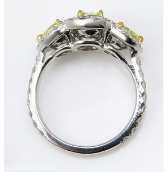 RESERVED... GIA 2.58ct Estate Vintage Yellow Pear Diamond Three Stone Engagement Wedding Platinum Ring 