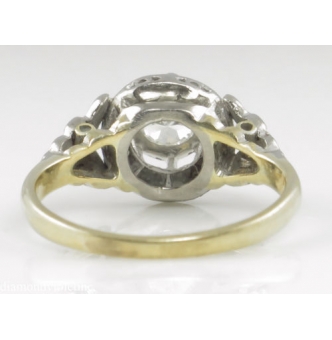 0.38ct Antique Vintage Art Deco Old European Diamond Solitaire Engagement Wedding 18k Yellow Gold Platinum Ring