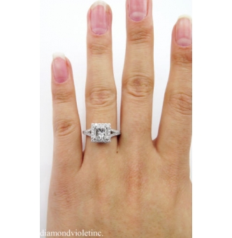 GIA 1.48ct Estate Vintage Princess Diamond Engagement Wedding 18k White Gold Ring E VS1