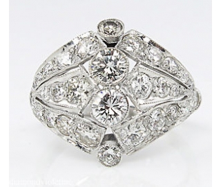 RESERVED... 2.89ct Estate Vintage Round Diamond Anniversary Wedding Platinum Ring EGL USA