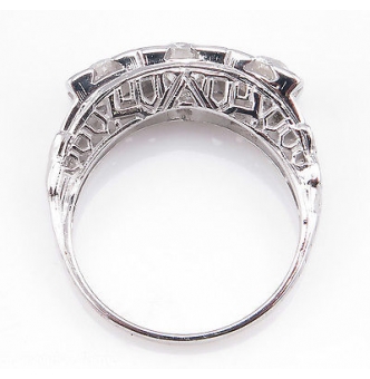 RESERVED... 1.40ct Antique Vintage Art Deco Old European Diamond Three Stone Engagement Wedding 14k White Gold Ring 