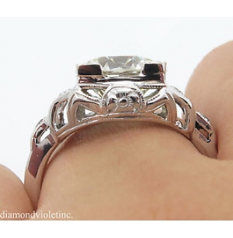 RESERVED... GIA 3.05ct Antique Vintage Art Deco Old European Diamond Engagement Wedding Platinum Ring