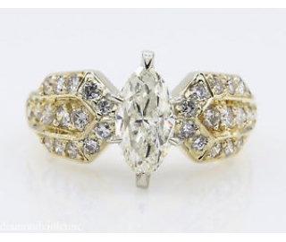 RESERVED... 1.72ct Estate Vintage Marquise Diamond Engagement Wedding 14k Yellow Gold Ring EGL USA