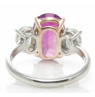 RESERVED..GIA 5.50ct Estate Vintage NO HEAT Pink Sapphire Diamond 3 Stone Engagement Wedding Platinum Ring 