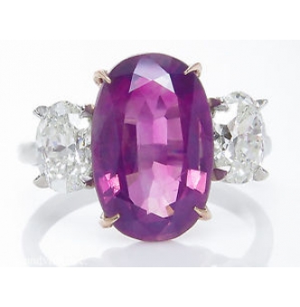 GIA 6.07-ct Unheated Pink Sapphire Edwardian Style Platinum Ring