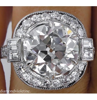 RESERVED....GIA 5.44ct Antique Vintage Art Deco Old European Diamond Engagement Wedding Platinum Ring 