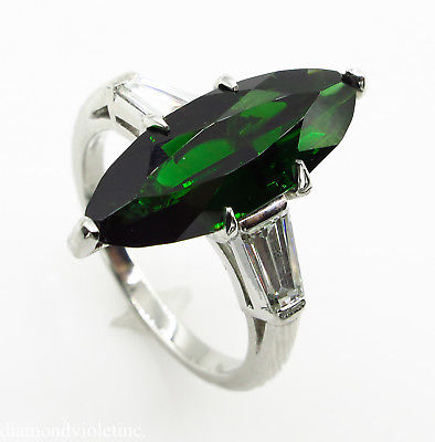 Vintage Green Tourmaline Ring with Diamond Halo, 18 Carat Gold Engagement  Ring or Dress Ring, Circa 1940s. - Addy's Vintage