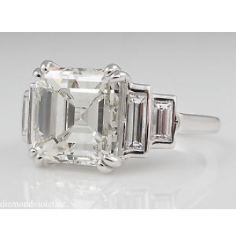 RESERVED...GIA 5.81ct Antique Vintage Art Deco Asscher Diamond Engagement Wedding Platinum Ring 