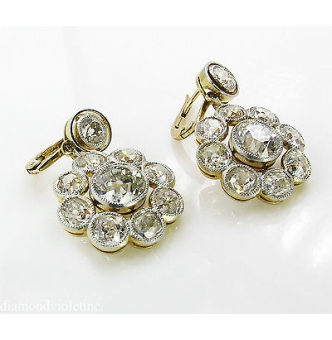 RESERVED... 9.50ct Antique Vintage Victorian CIRCA 1890 Old European Diamond Drop Dangle 18k Yellow Gold Earrings EGL USA