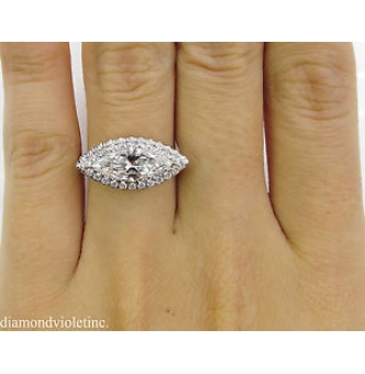 RESERVED.. GIA 1.55ct Estate Vintage Marquise Diamond Engagement Wedding Platinum Ring 
