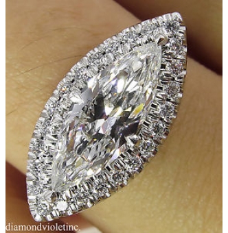 RESERVED.. GIA 1.55ct Estate Vintage Marquise Diamond Engagement Wedding Platinum Ring 