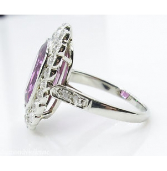 RESERVED... GAL 5.80ct Estate Vintage Art Deco Tourmaline Diamond Cluster Engagement Wedding 18k White Gold Ring 