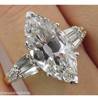 RESERVED... 5.20ct Estate Vintage Marquise Diamond Engagement Wedding Platinum/18k Yellow Gold Ring EGL USA