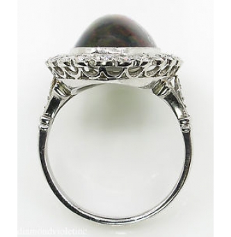 RESERVED... 7.21ct Estate Vintage Australian Black Opal Cluster Engagement Wedding Platinum Ring 