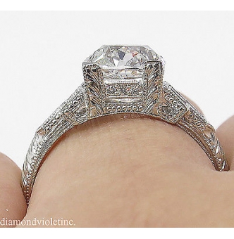 RESERVED... GIA 2.23ct Antique Vintage Art Deco Old Mine Diamond Engagement Wedding Platinum Ring 