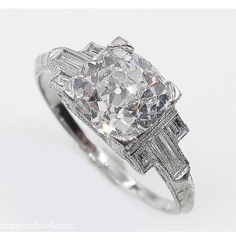 RESERVED... GIA 2.23ct Antique Vintage Art Deco Old Mine Diamond Engagement Wedding Platinum Ring 