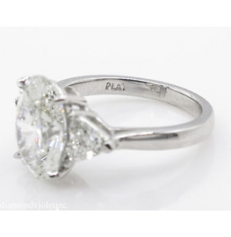 RESERVED... 3.63ct Estate Vintage Oval Diamond 3 Stone Engagement Wedding Platinum Ring EGL USA