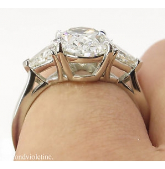 RESERVED... 3.63ct Estate Vintage Oval Diamond 3 Stone Engagement Wedding Platinum Ring EGL USA