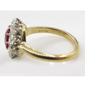 RESERVED... AGL 2.31ct Antique Vintage Victorian Dark Red Burma Ruby Diamond Engagement Wedding Cluster 18k Yellow Gold Ring
