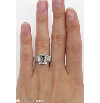 5.82ct Estate Vintage Emerald Diamond Engagement Wedding 18k White Gold Ring 