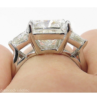 RESERVED...GIA 6.28ct Estate Vintage Radiant Diamond 3 Stone Engagement Wedding Platinum Ring 