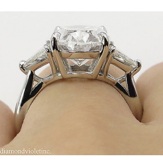 Reserved... GIA 5.67ct Estate Vintage Oval Diamond 3 Stone Engagement Wedding Platinum Ring