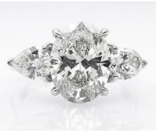 RESERVED... GIA 3.70ct Estate Vintage Oval Diamond 3 Stone Engagement Wedding Platinum Ring 