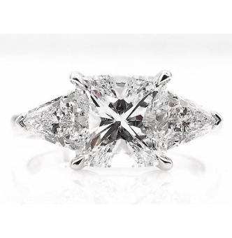 RESERVED... GIA 2.82ct Estate Vintage Cushion Diamond Three Stone Engagement Wedding Platinum Ring 