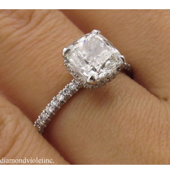 Reserved GIA 2.51ct Estate Vintage Cushion Diamond Engagement Wedding Platinum Ring 