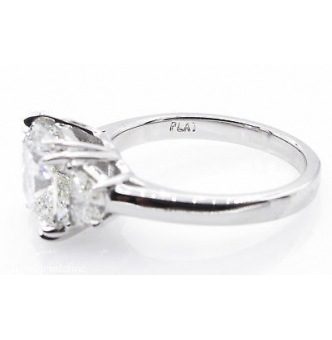 RESERVED.... GIA 3.43ct Estate Vintage Cushion Diamond 3 Stone Engagement Wedding Platinum Ring 