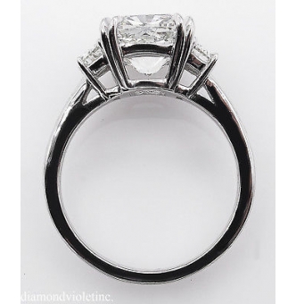 RESERVED.... GIA 3.43ct Estate Vintage Cushion Diamond 3 Stone Engagement Wedding Platinum Ring 