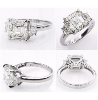 RESERVED... GIA 3.65ct Estate Vintage Asscher Diamond 3 Stone ...