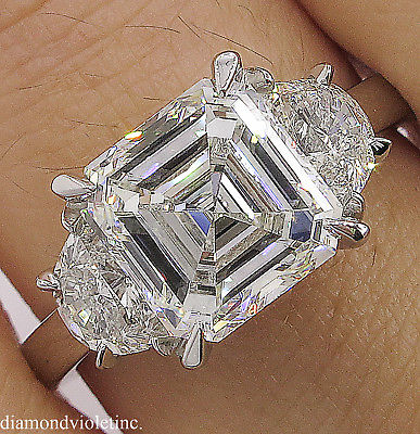 RESERVED... GIA 3.65ct Estate Vintage Asscher Diamond 3 Stone ...