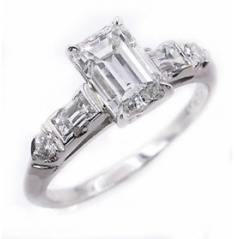 RESERVED... GIA 1.58ct Antique Vintage Emerald cut Diamond Engagement Wedding Platinum Ring 