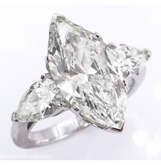 RESERVED...4.29ct Estate Vintage Marquise Diamond 3 Stone Engagement ...