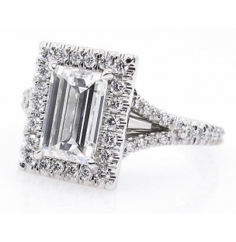 RESERVED... GIA 2.14ct Estate Vintage Carrè Emerald Diamond Halo Engagement Wedding Platinum Ring 