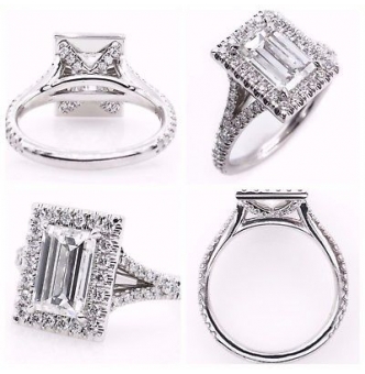 RESERVED... GIA 2.14ct Estate Vintage Carrè Emerald Diamond Halo Engagement Wedding Platinum Ring 