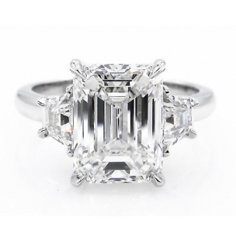 RESERVED... GIA 4.67 ct Estate Vintage Emerald Diamond 3 Stone Engagement Wedding Platinum Ring 