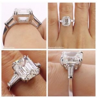 RESERVED... GIA 5.62ct Estate Vintage Emerald cut Diamond Engagement Wedding Platinum Ring